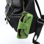 Travelling Textured Metal Chain Buckle PU Leather Sunglasses Case Multicolor