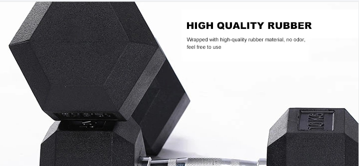 Custom Logo Hex Dumbbell Free Weights Home Fitness Workout for Arms Made of Iron and Rubber Cast Iron Material for Gym Use