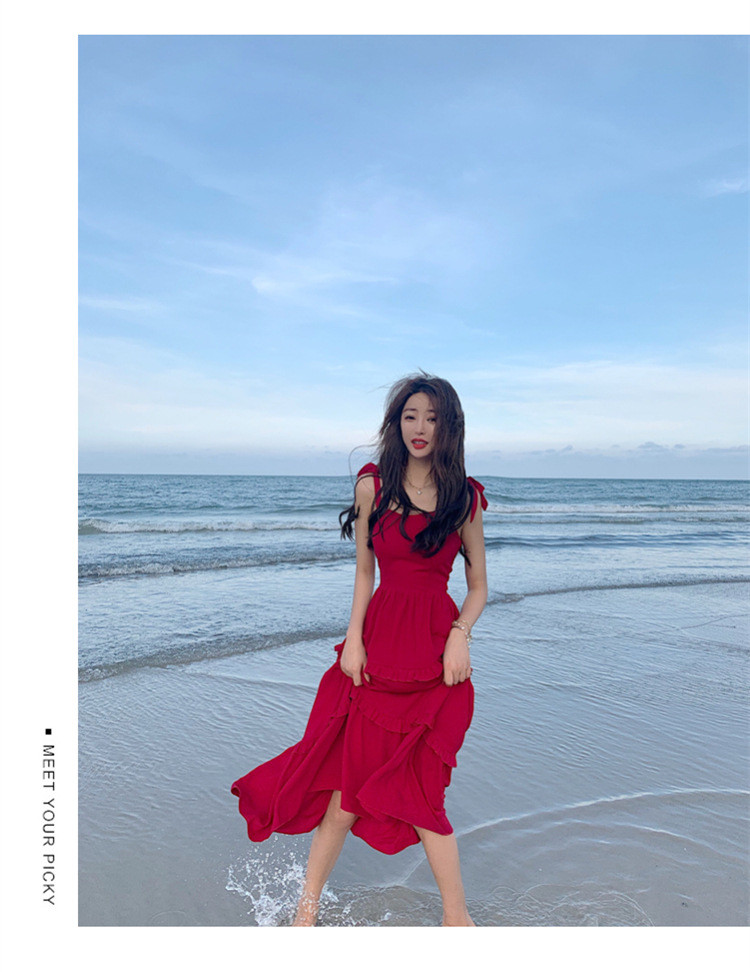 Super Fairy Red 105cm Ladies Summer Beach Dresses