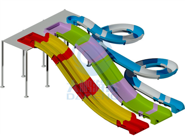 Anti Ultraviolet fade Swimming Pool Water Slide Fiberglass Colorful Water Slide