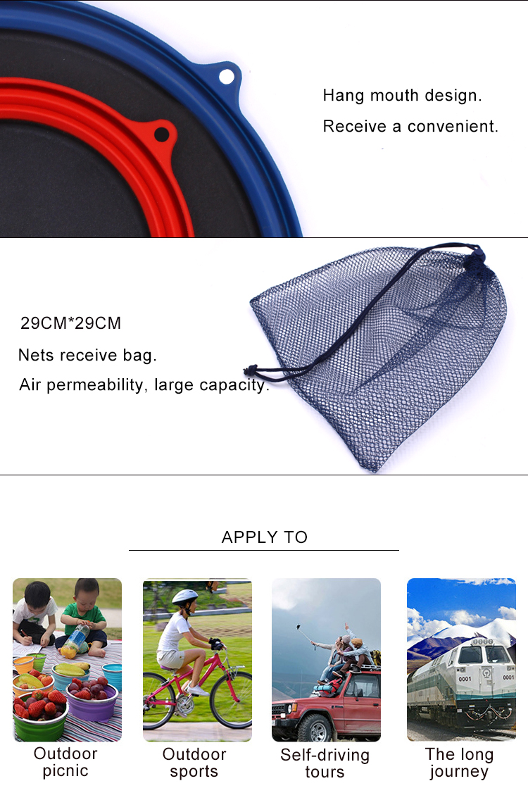 Sustainable Custom Logo Travel Collapsible Silicone Bowl