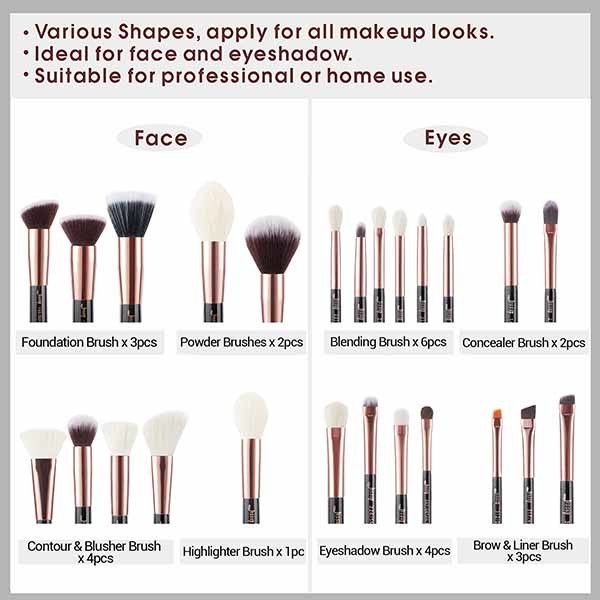 Black 25pcs 25pcs Pro Makeup Brushes Set