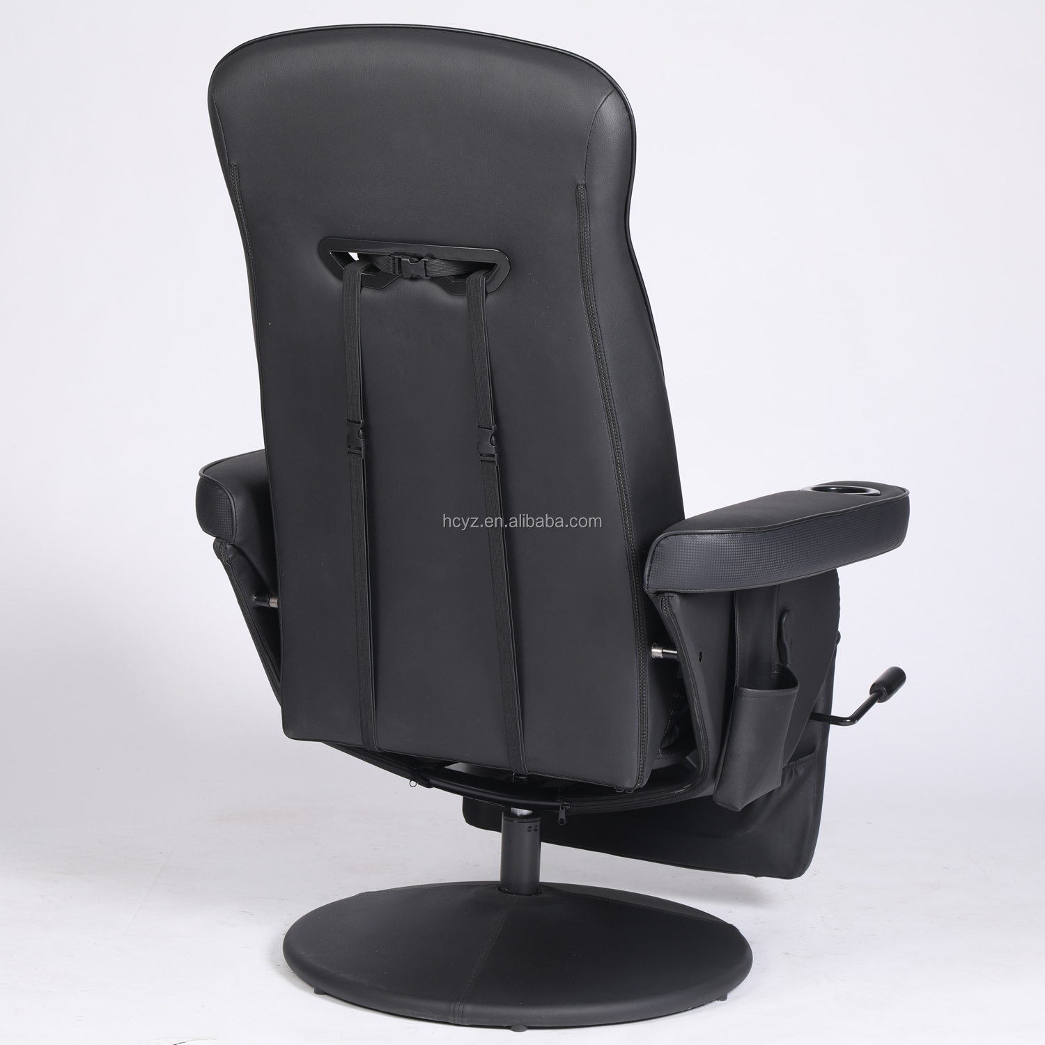 Black Racing Style Luxury Gaming Chair with Cup Holder and Footrest