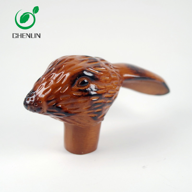 Walnut log solid animal carving bent umbrella handle head black walnut solid wood umbrella