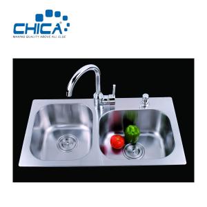 China Press Kitchen Sink Farmhouse Sinks Double Bowl Kitchen Sink With Faucet wholesale