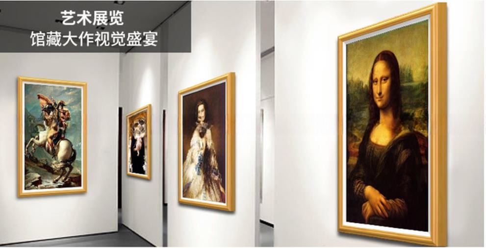 32" inch wooden frame LCD video photo frame NFT display for gallery advertising signage kiosk with WIFI network Android OS