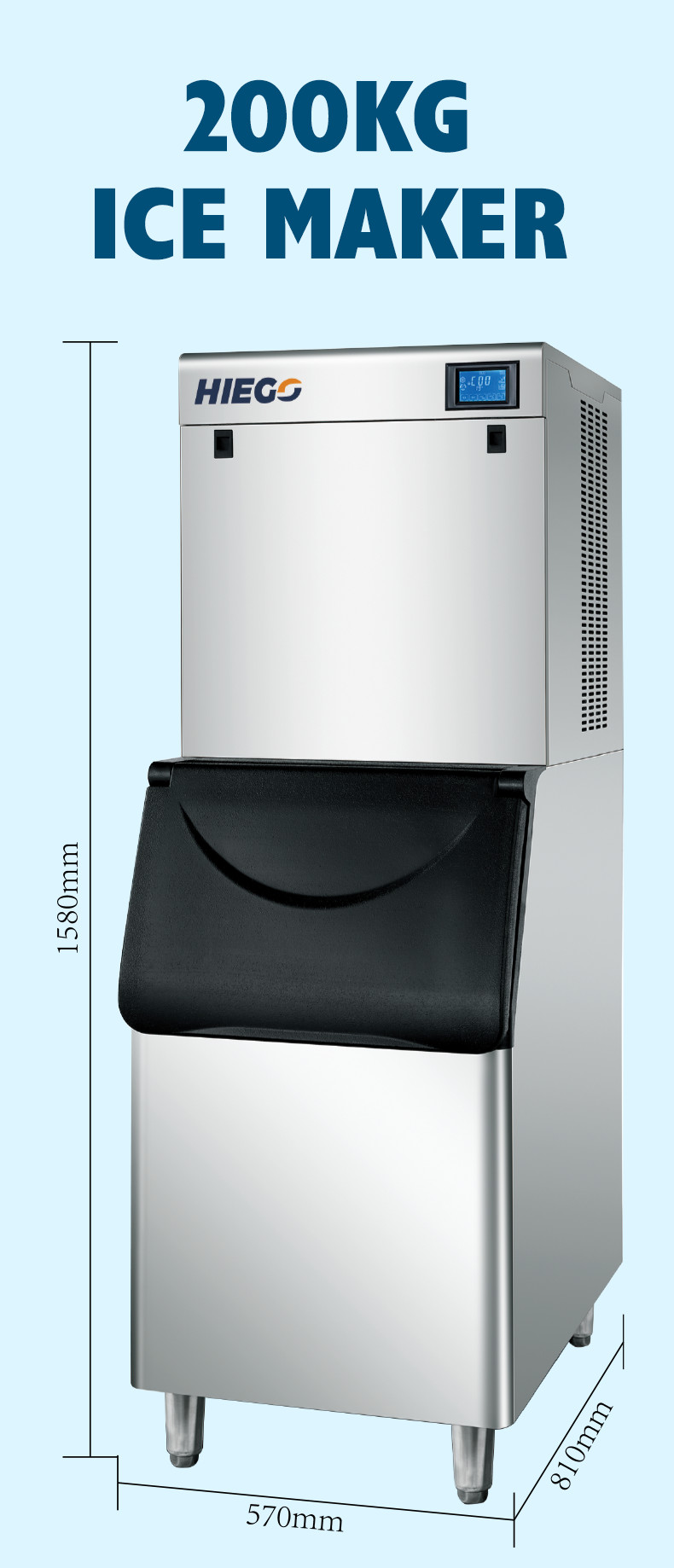 200kg Automatic Ice Machine Split Ice Cube Maker Machine R404a Air Cooled