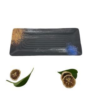 China 10.5'' Restaurant Melamine Dinnerware Matte Black Rectangle Shape Plate wholesale