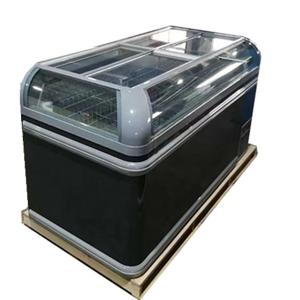 China Supermarket Commercial Island Freezer Sliding Glass Curved Lid Chest Combined Island Fridge Freezer wholesale