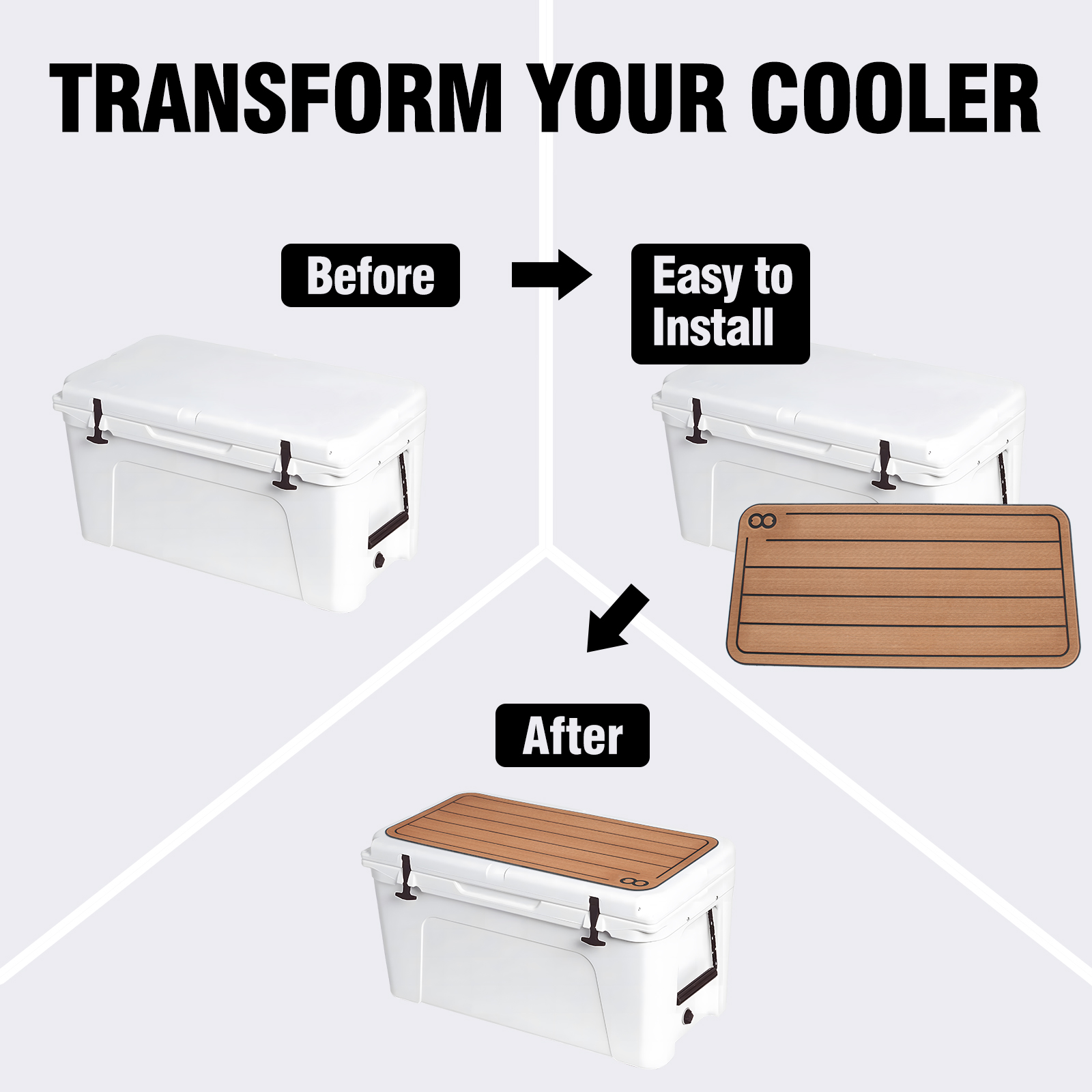 YETI Tundra 75 Cooler Pad Non Slip Adhesive Foam Pads with Travel Teak Rubber Mat