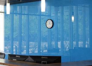 China Architectural Decorative Light Blue Back Painted Glass For Frameless Door wholesale
