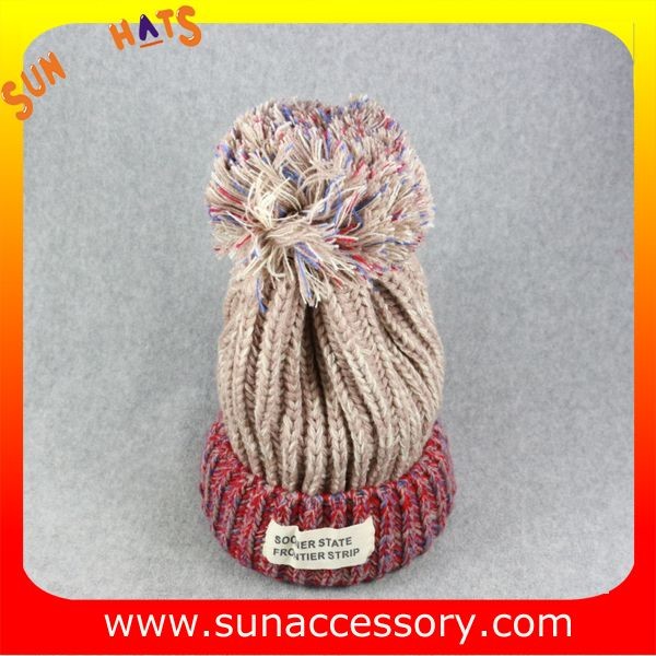 AK17014 Sun Accessory customized acrylic knitted hat and cap, logo can be sewing on the cap