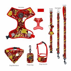 China Luxury Dog Collar Leash Harness Set 6 Piece Design Sweat Resistant wholesale