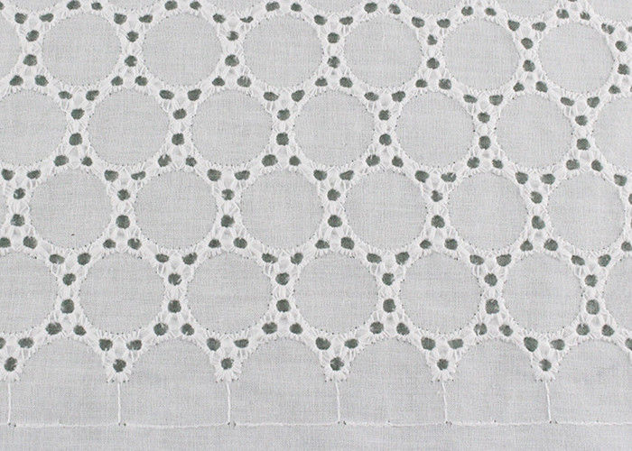 130CM White Cotton Eyelet Lace Fabric Openwork Circle Lace Design Dress Fabric
