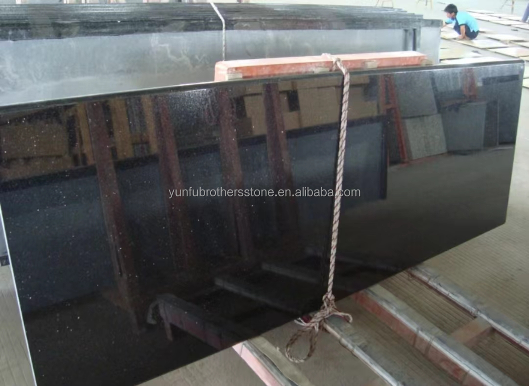 Hotel Kitchen Countertop and Stairs Cut-To-Size Indian Black Star Galaxy Granite Slabs