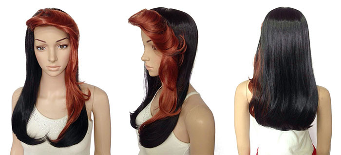Japanese Kanekalon Fiber Long Wavy Synthetic Wigs With Bangs For Women