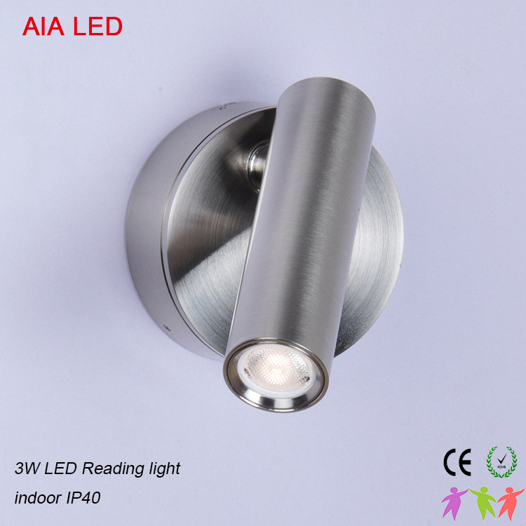Silver brushed headboard wall light modern bedside LED wall lampt/led reading lamp for hotel rooms