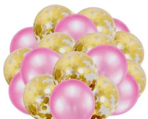 China Gold + Pink Balloons + White Balloons + Confetti Balloons w/Ribbon | Rosegold Balloons for Parties wholesale