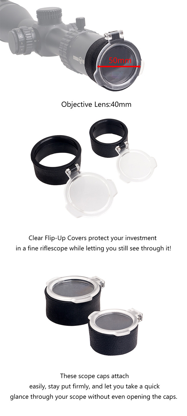 50MM Flip Up Scope Covers Hunting Accessories For Riflescopes Scope - Clear