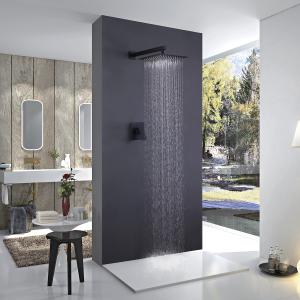 China Matte Black Luxury Rain Bathroom Shower Faucets Mixer Set wholesale