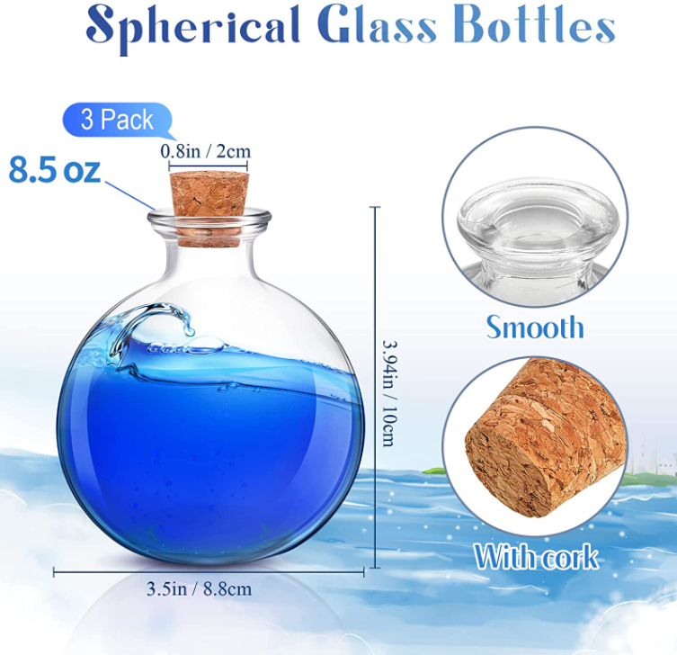 Customized Clear Glass Decorative Bottle with Cork Bottle Color Customized