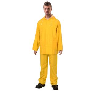 China R101-Y 100% Water Proof Rain Jacket Pant PVC Polyester Hooded RAINWEAR for Adults wholesale