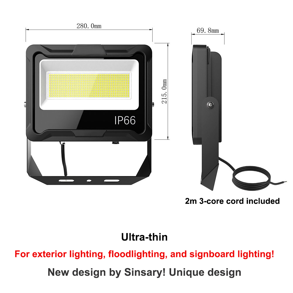 300W AC 85-265V 160LM/W or 190LM/W High Lumen Outdoor LED Flood Light for Park and Garage