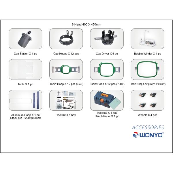 WONYO High-Speed Metal 6-Head Multi-head Computerized Embroidery Machine with 9 12 15 Needles
