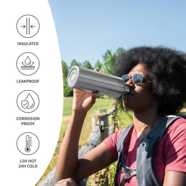 Stainless Steel Vacuum Insulated Water Bottle 34/25/20/17/12 oz For Hot And Cold Drinks Double Walled Leak Proof