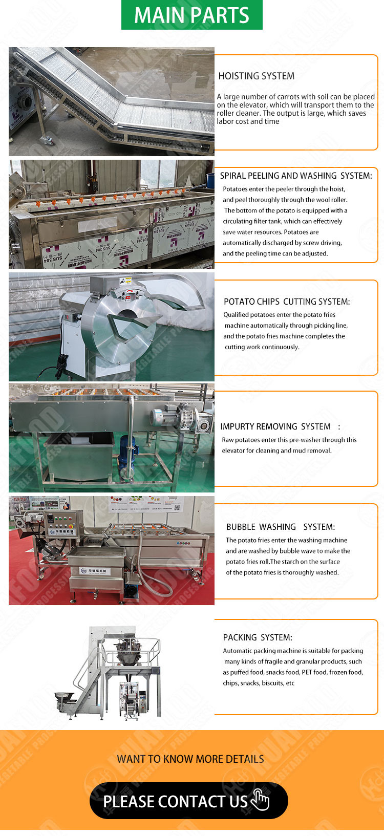 SUS304 Fruit And Vegetable Processing Line Sweet Potato Washing Peeling Cutting Machine
