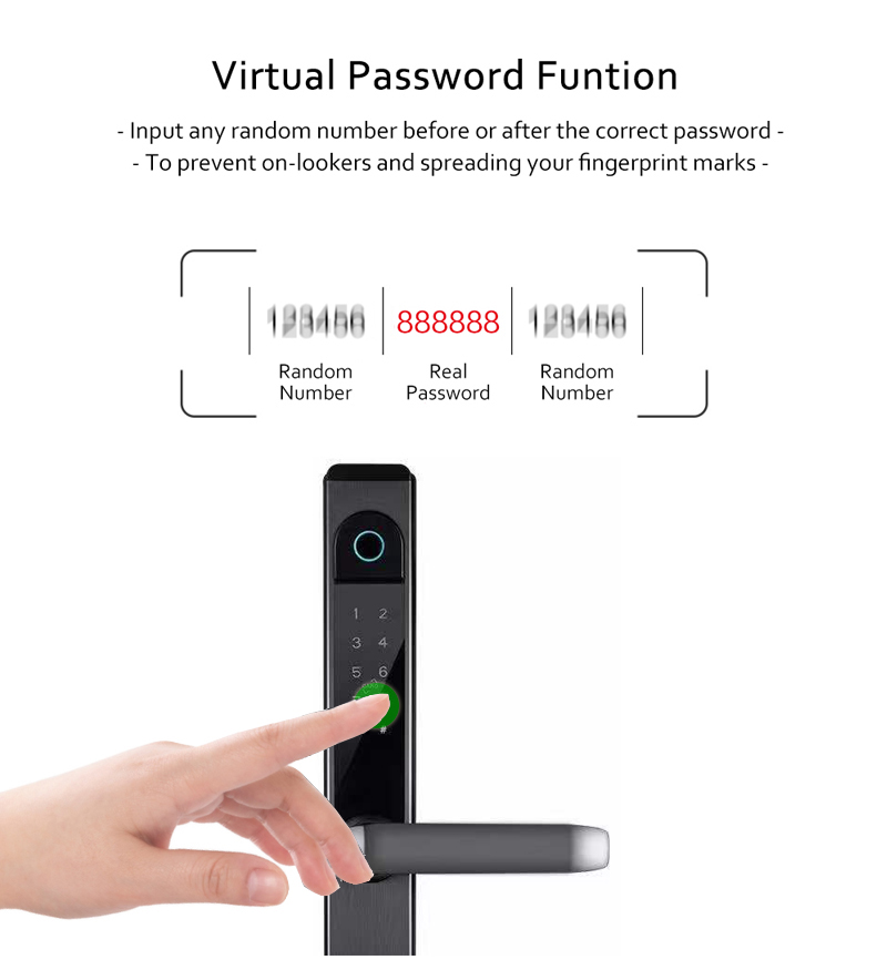 Wifi Electronic Door Lock With Tuya App Control Remotely S876 Fingerprint Glass Door Lock