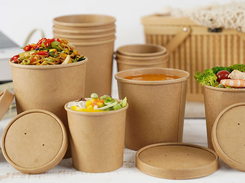 Microwavable Paper Biodegradable Soup Cups Disposable With Lids