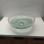 Smooth Finish Glass Vessel Basins With Center Drain Location