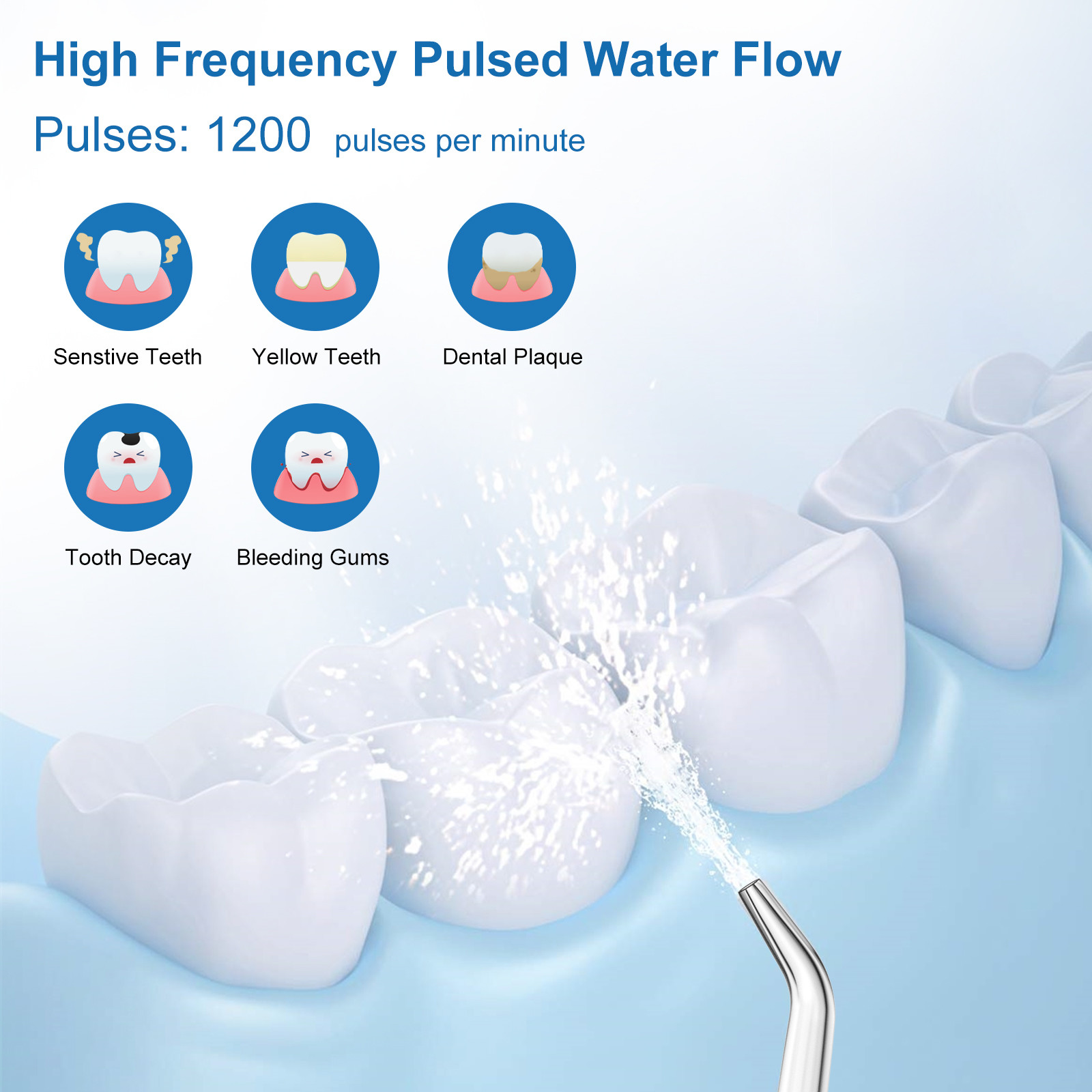 Rechargeable High Pressure 300ml Facial Care Electric Oral Irrigator OEM ODM White ABS TYPE-C