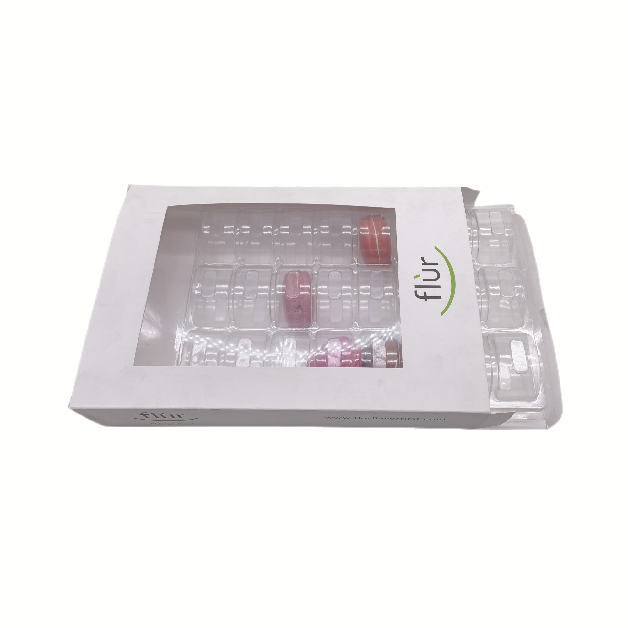 White Plastic Inner Tray Kraft Paper Box Recyclable 24pcs for Macaron Packaging