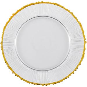 China 13 Inch Gold Rimmed Electroplated Crystal Glass Plates OEM wholesale