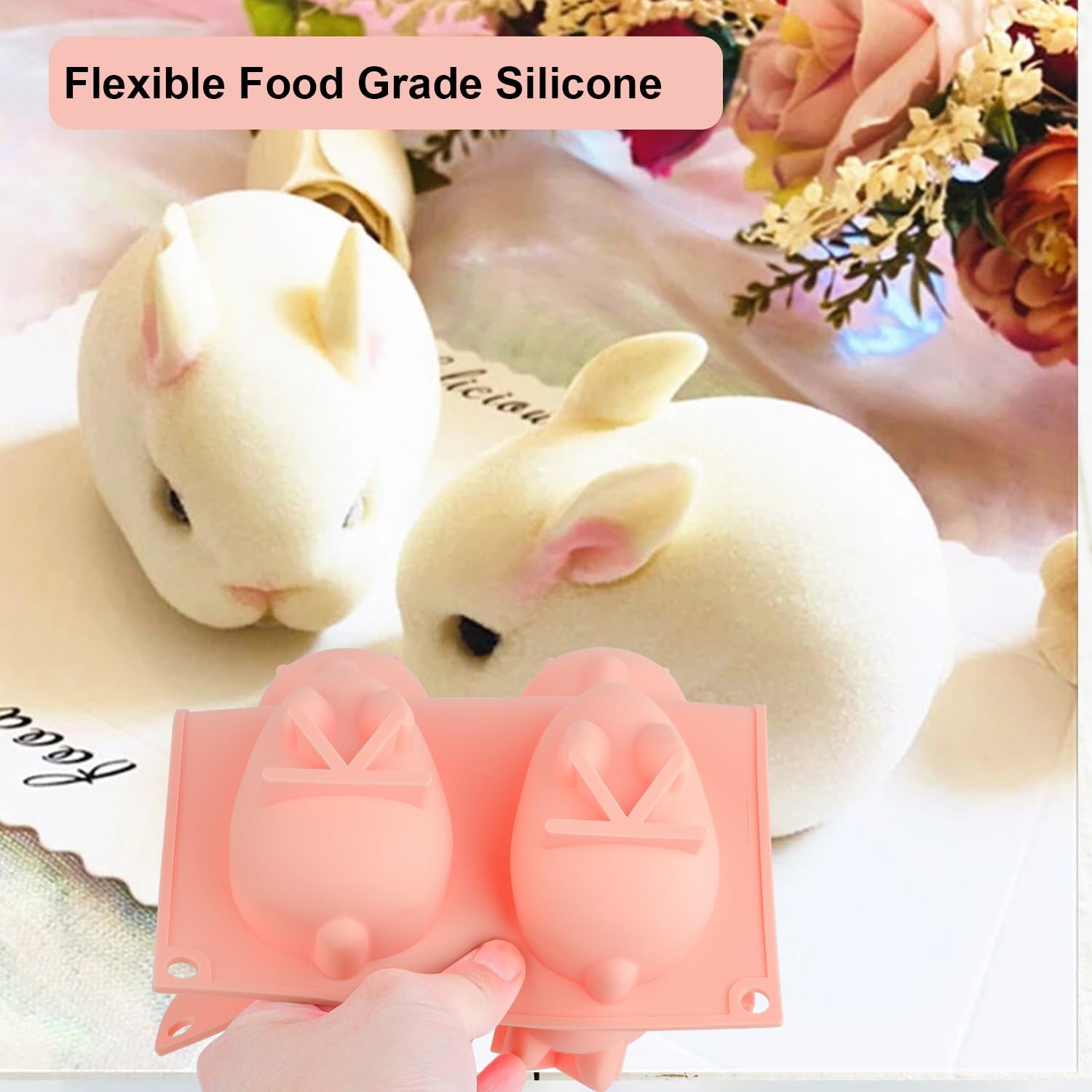3D Mini Silicone Baking Mold For Mousse Cake Fondant Soap Ice Cream Chocolate Candy Rabbit Molds 6 Cavitity
