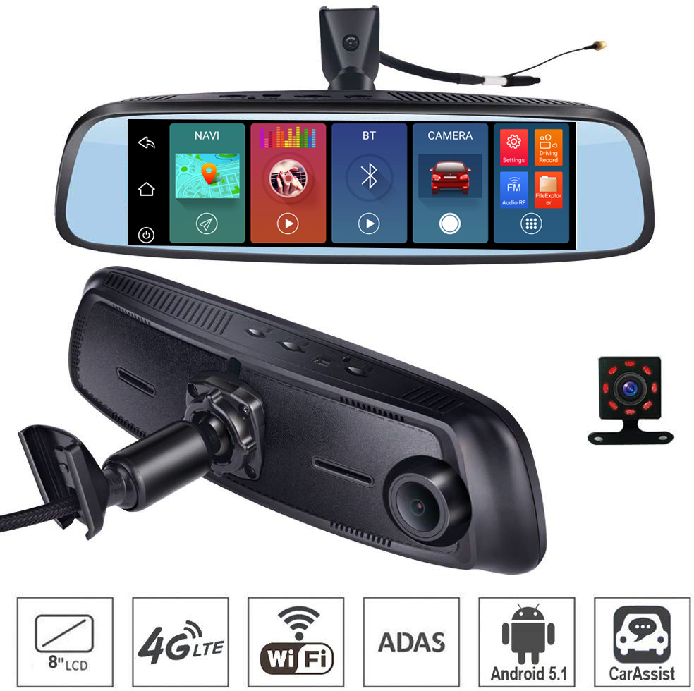 10 Inch 34X13X7.7cm ADAS Android Dash Cam 4G FHD 1080p Smart Car DVR