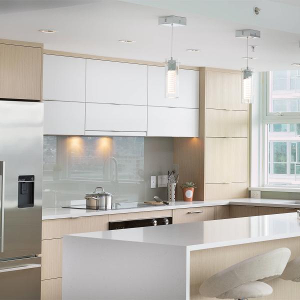 Matte White And Wood Texture Melamine Kitchen Cabinet With Sink And Island