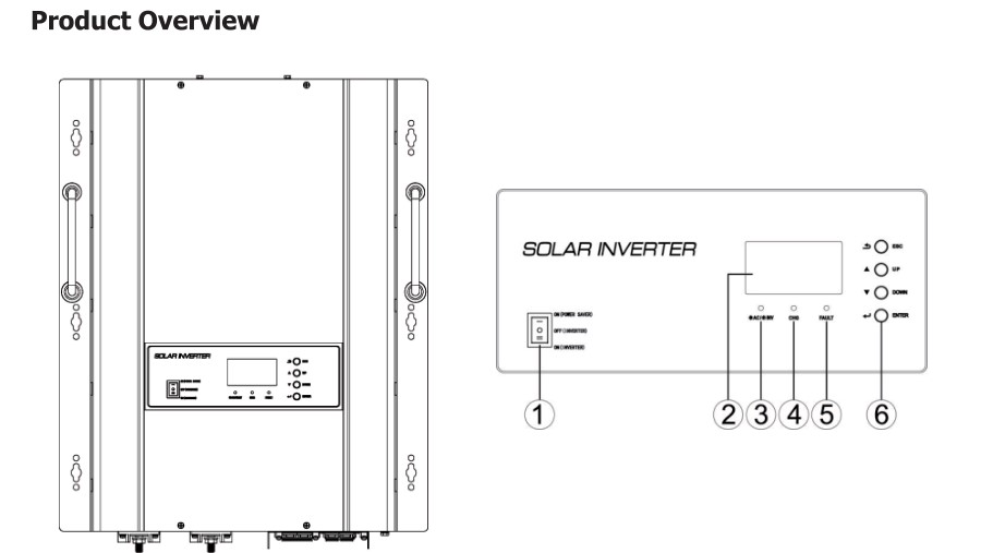 Home System Hybrid Solar Inverter 6KW 5KW On Off Grid Inverter