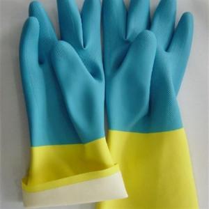 China Kitchen Cleaning Neoprene Bicolor Industrial Glove 33Cm Length Chemical Resistant wholesale
