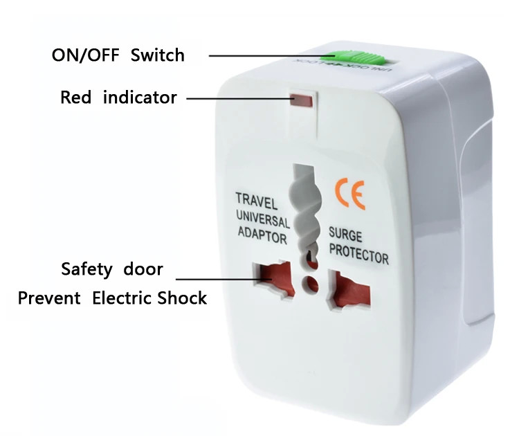 2 USB Global Travel Adapter , Multi Function 931L 250V Smart Socket Adapter Plug