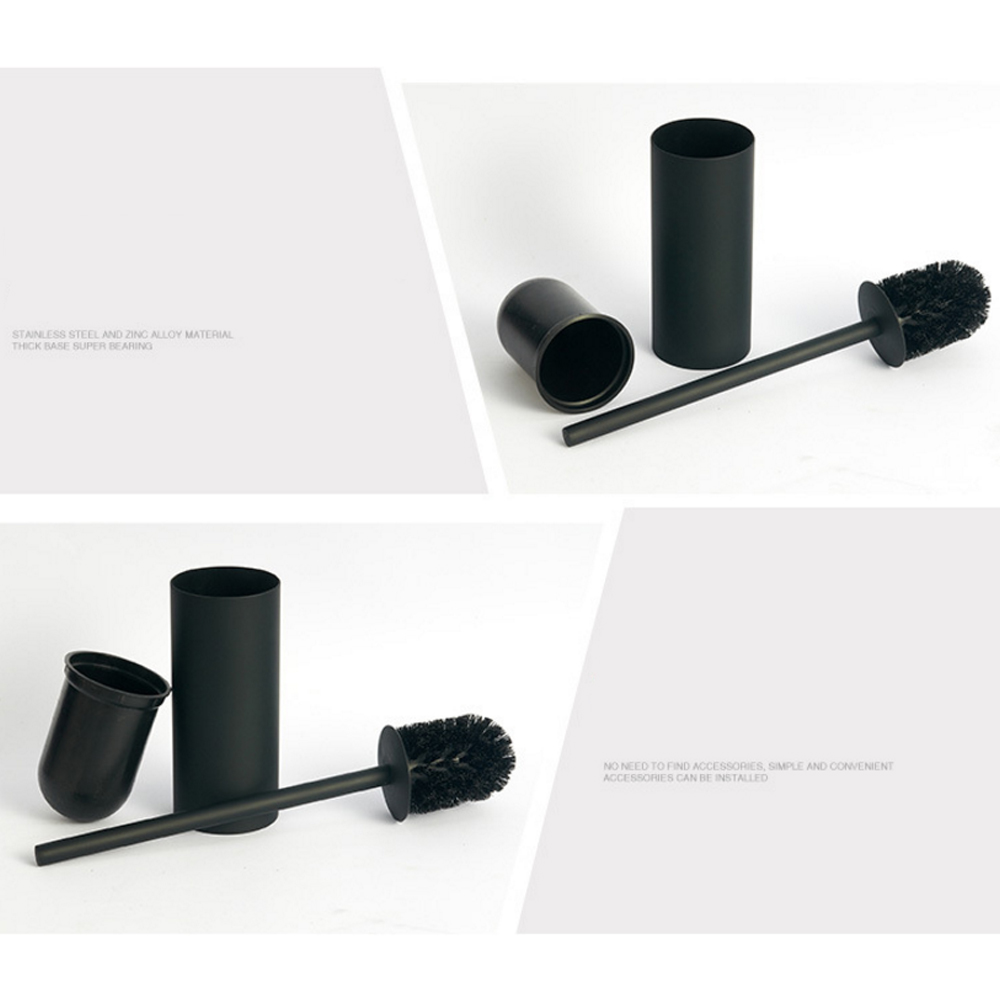 High Grade Black Wall Mounted Toilet Brush With Holder Custom Logo
