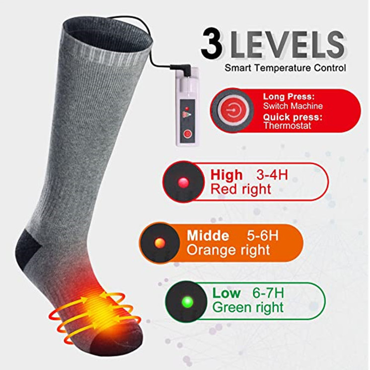 4000mah battery Rechargeable Electric Heated Socks 8×10×3.8inch size
