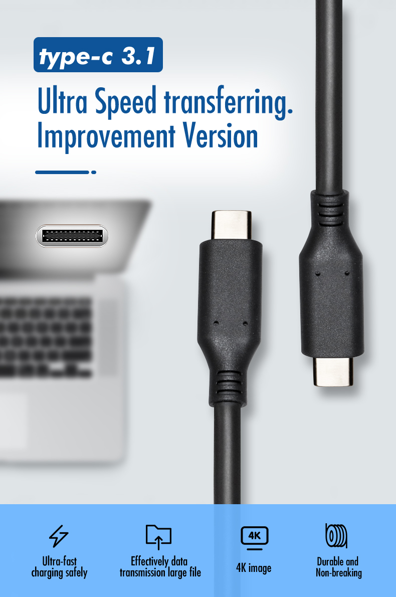 4K Factory high speed fast charging usb3.1 type c GEN2 5A