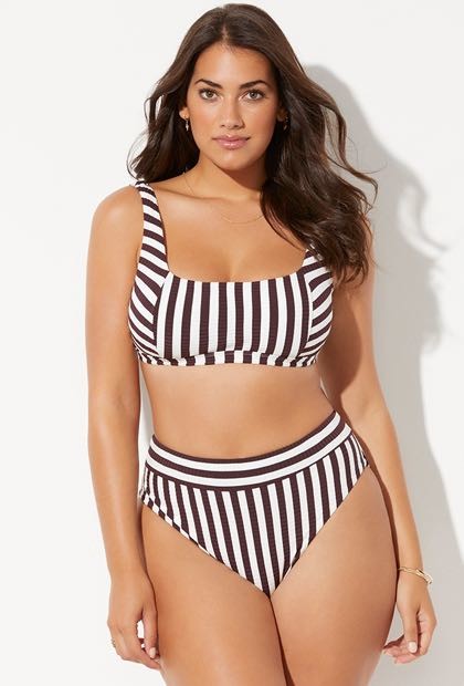 Tiered Layer Tie a Knot Front Top With Low waist Bikini swimsuit high cut