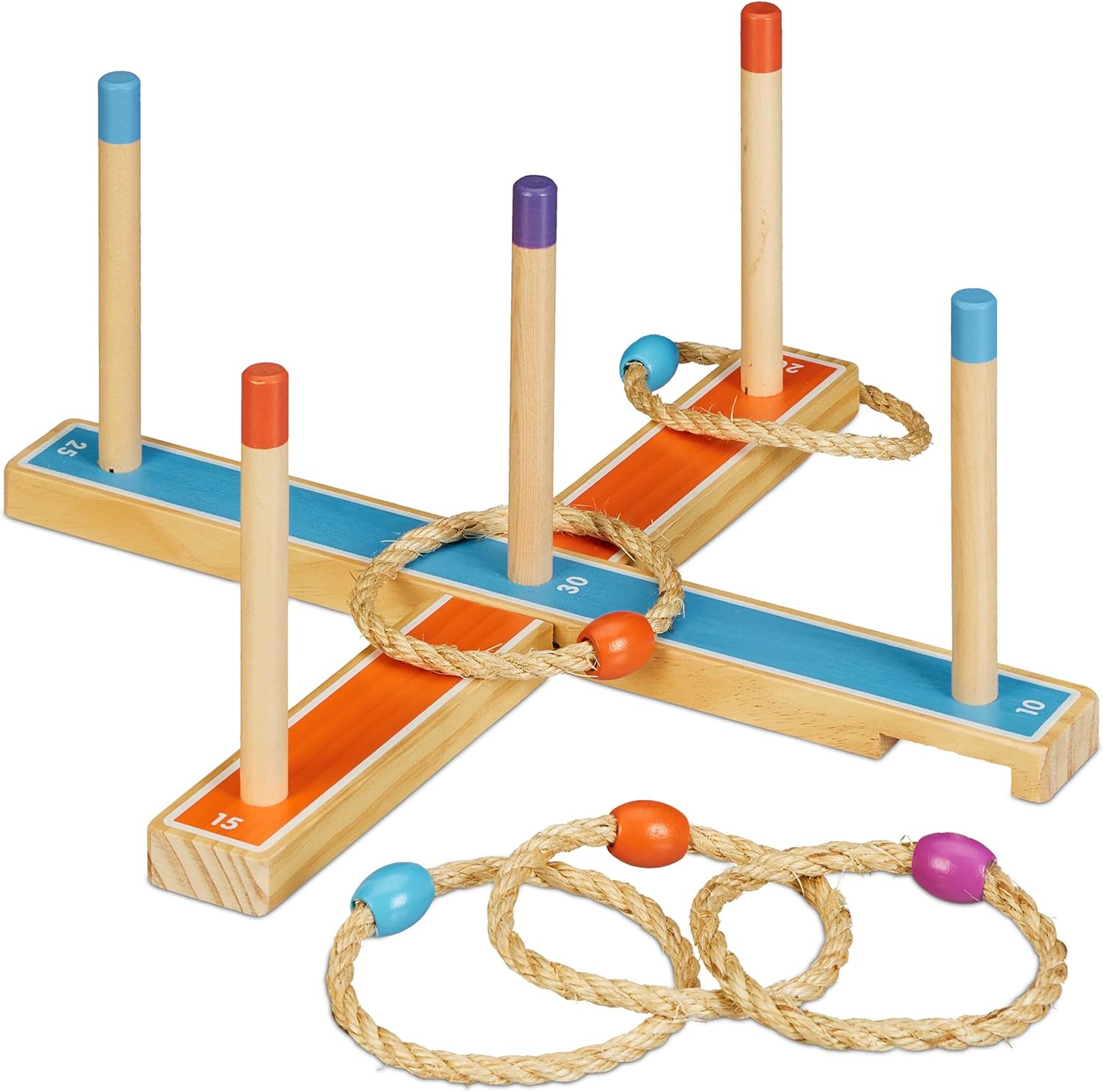 Wooden Yard Game Set - Fun Throwing Game for All Ages! Ideal Outdoor Ring Toss for Kids and Adults
