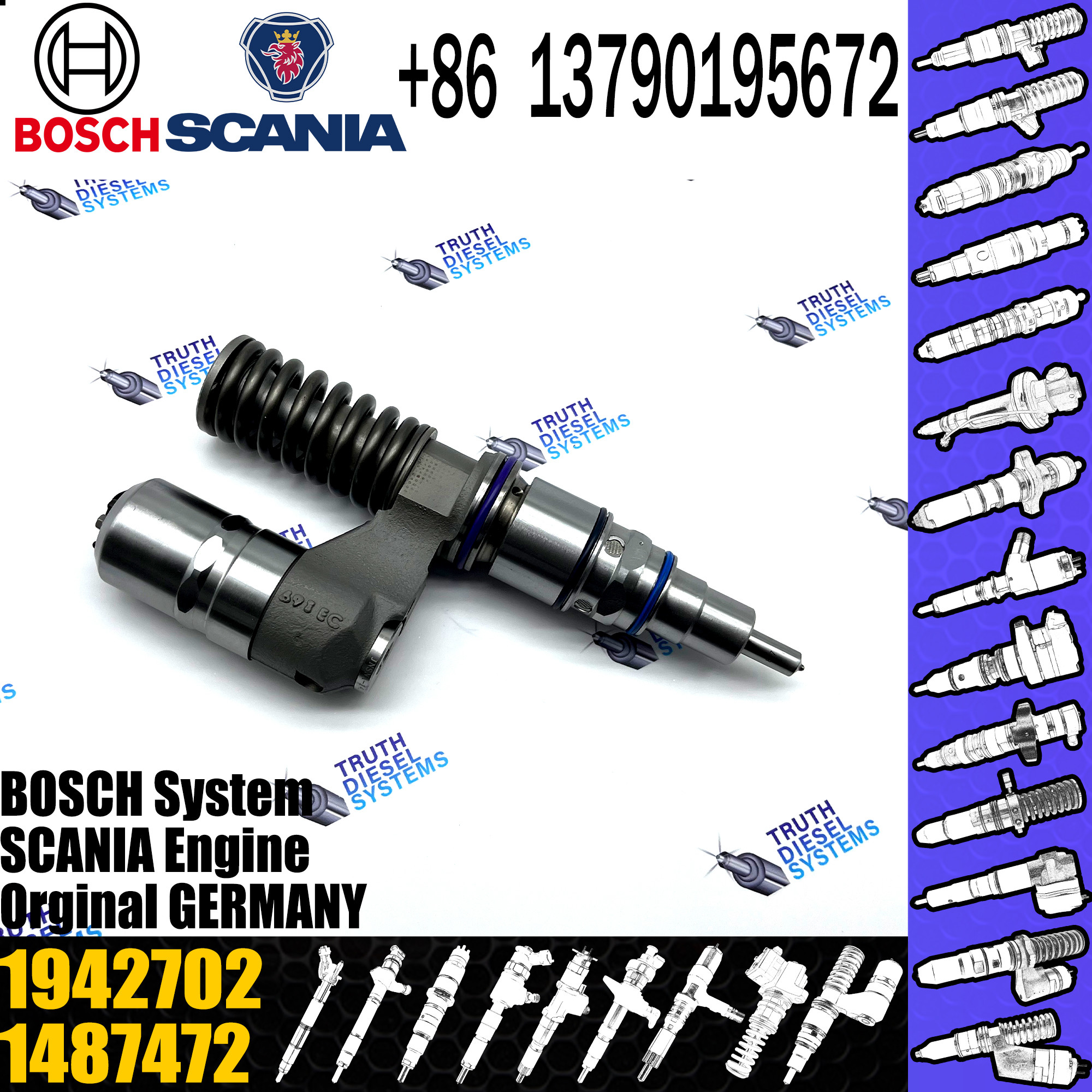 BOSCH injetor Diesel fuel pump assembly 1942702 1487472 0414701069 0414701068 for Scania DC16.43A – Di16.42M engine