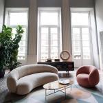 Luxury Curved Hotel Lobby Furniture Reception Moon Modular Sectional Sofa