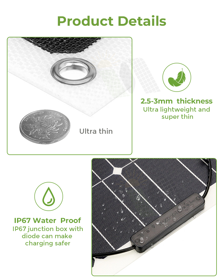 18V 170w Flexible Monocrystalline Solar Panel Photovoltaic Module